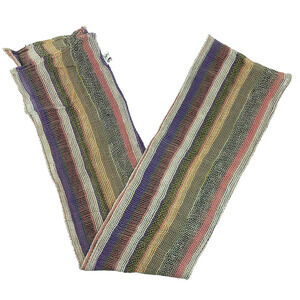 Vintage Jeffrey Lawrence Bentley Open Weave Boho Stripe Neck Scarf 7" x 76"